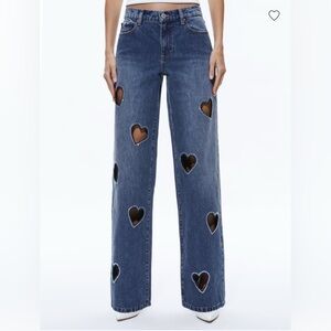 Alice + Olivia KARRIE EMBELLISHED HEART JEAN